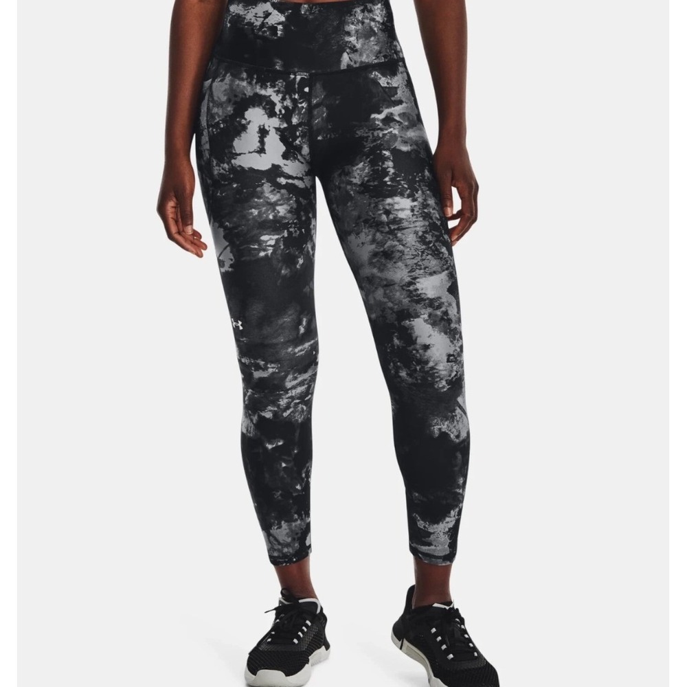 Under Armour Meridian Ankle Leggings Black Gray Cloud Print Pockets 3X NEW